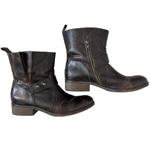 Spirit by Lucchese Olivia Short Brown Smooth Leather Ankle Western Boots Sz 7.5